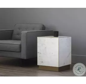 Daines White Marble End Table