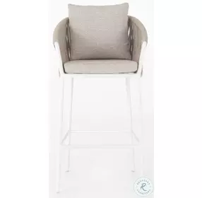 Porto Faye Sand Performance Fabric And White Outdoor Counter Height Stool