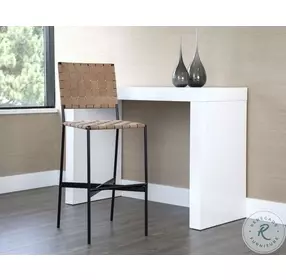 Taurian Light Tan Leather Bar Stool