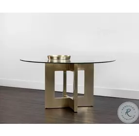Lianne Clear Glass Top And Gold 59" Round Dining Table
