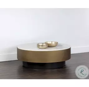Zelda White And Antique Brass Coffee Table