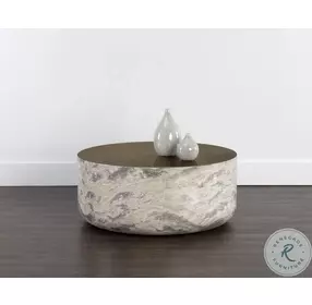 Diaz Antique Brass And Brown Coffee Table