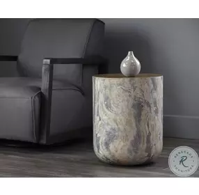 Diaz Antique Brass And Brown End Table