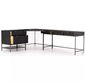 Trey Black Desk System With Filing Cabinet