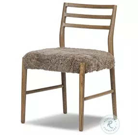 Glenmore Smoked Oak and Taupe Shearling Dining Chair Set of 2