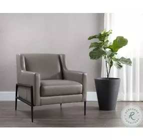 Talula Alpine Grey Leather Lounge Chair
