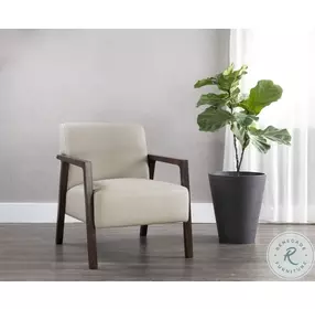 Neymar Linea Light Grey Leather Lounge Chair