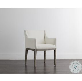 Malik Linoso Ivory Dining Arm Chair