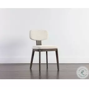 Rickett Dove Cream Dining Chair with Dark Brown Frame Set of 2