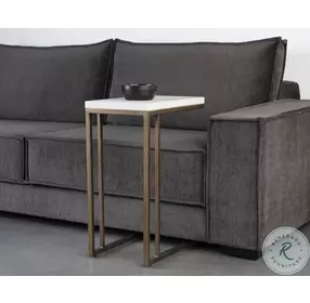 Sawyer White And Antique Brass End Table