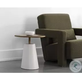 Kadin White And Brass Side Table