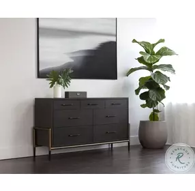 Weldrick Espresso And Antique Brass Dresser