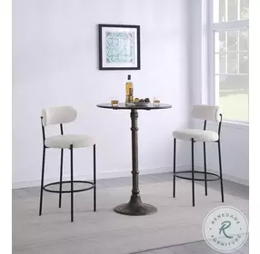 Viola Cream Boucle Upholstered Bar Stool Set Of 2