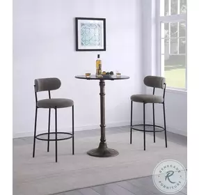 Viola Gray Boucle Upholstered Bar Stool Set Of 2