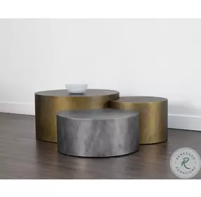 Neo Antique Brass And Nickel 3 Piece Occasional Table Set