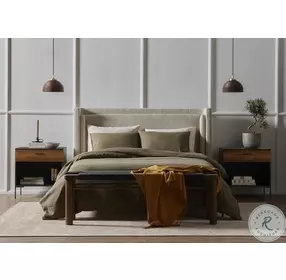 Dobson Perin Oatmeal Performance Fabric King Upholstered Panel Bed