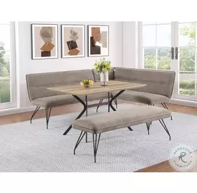 Dodson Taupe Upholstered L Shaped Nook Dining Bench