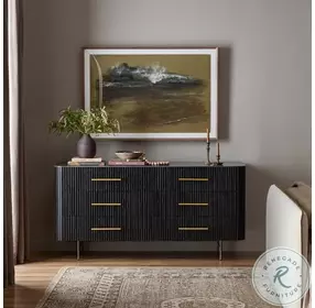 Fletcher Distressed Black Oak 6 Drawer Dresser