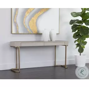 Rosalyn Cream And Warm Brass Console Table