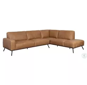 Haven Camel Leather RAF Chaise Sectional