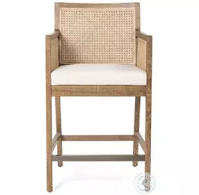 Antonia Savile Flax And Toasted Parawood Performance Fabric Counter Height Stool