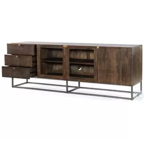 Kelby Carved Vintage Brown And Gunmetal TV Stand