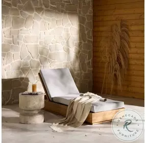 Kinta Stone Grey Performance Fabric And Natural Teak Outdoor Chaise