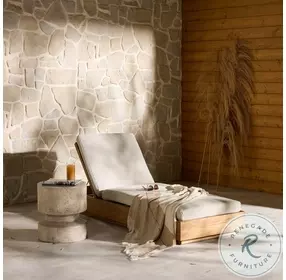 Kinta Faye Sand Performance Fabric And Natural Teak Outdoor Chaise