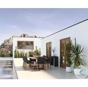 Camille Natural And Dark Gray Outdoor Extendable Dining Table