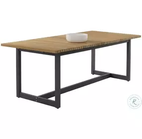 Camille Natural And Dark Gray Outdoor Extendable Dining Room Set