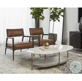 Solenne White And Antique Brass Coffee Table