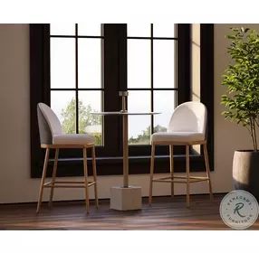 Kata Antique Brass And White Bar Table