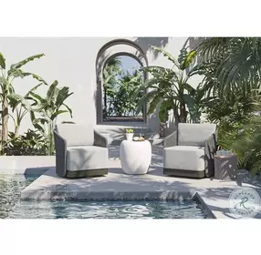 Allariz Light Gray Performance Fabric Grace Bay Swivel Outdoor Arm Chair
