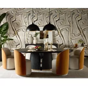 Opaline Meg Taupe and Meg Gold Upholstered Swivel Dining Chair