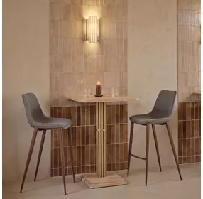 Wilou Natural and Gold 28" Square Bar Table