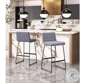 Pago Gray Performance Fabric Bar Stool Set Of 2