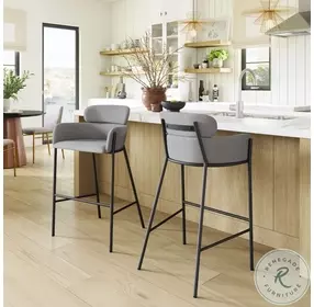 Bremor Slate Gray Performance Fabric Bar Stool