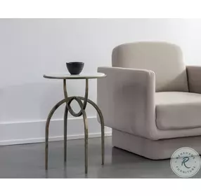 Alicent White And Antique Brass End Table