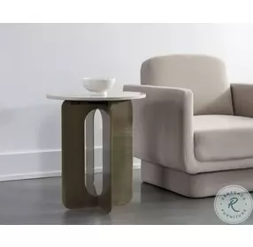 Tiber Warm Gray And Antique Brass End Table