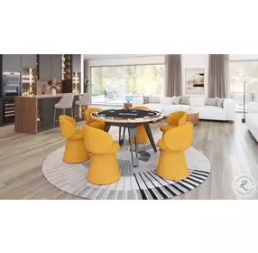 Oblic Orange Swivel Dining Chair