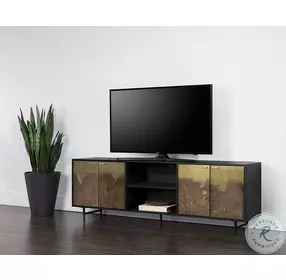 Russet Antique Brass And Black TV Stand