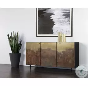Auburn Antique Brass And Black Sideboard