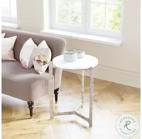 Barmas White And Silver Side Table