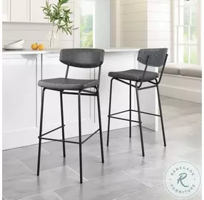 Charon Vintage Black Bar Stool Set Of 2