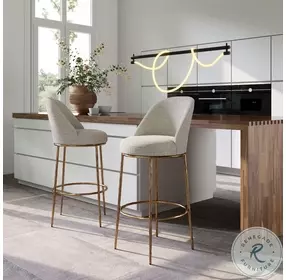 Nordhavn Beige Swivel Bar Stool