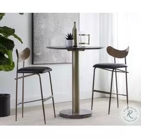 Gibbons Charcoal Black Leather Bar Stool