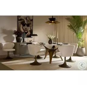 Curtis Matte White And Antique Bronze Dining Table