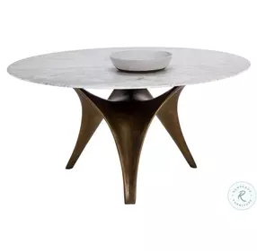 Bijon Matte White And Antique Bronze Dining Room Set