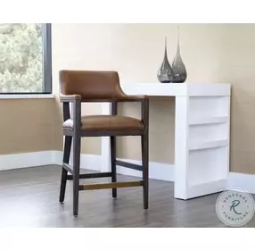 Everly Shalimar Tobacco Leather Counter Height Stool