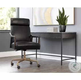 Collin Cortina Black Leather Adjustable Height Office Chair